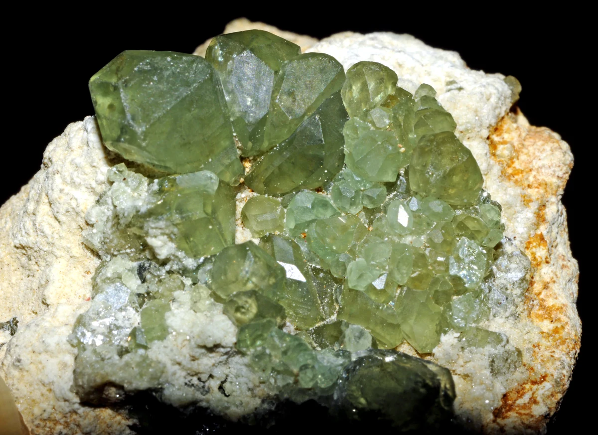 Natural demantoid crystals in matrix