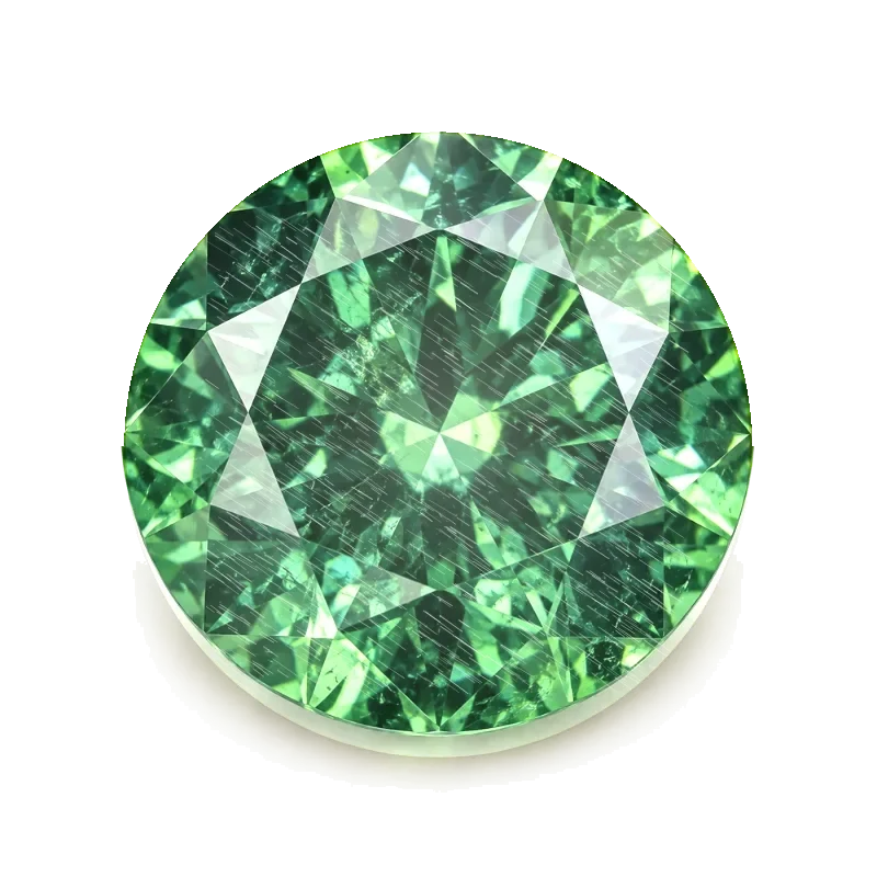 Round demantoid, Mint Green, moderate inclusions