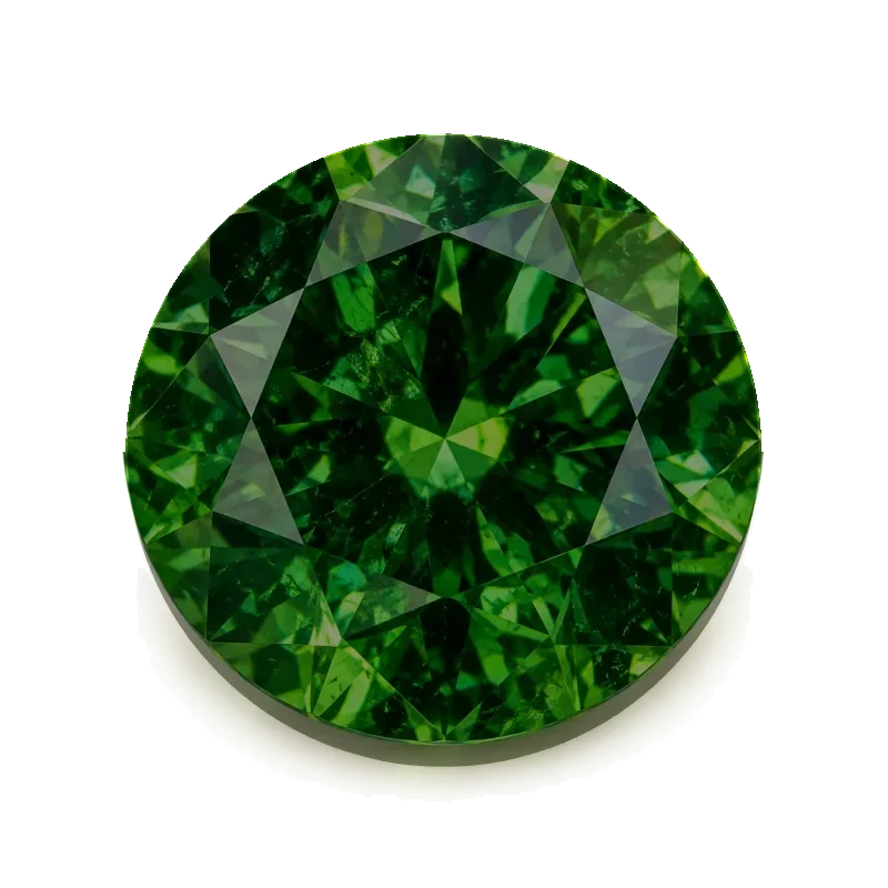 Round demantoid, Forest Green / Deep Green, loupe clean
