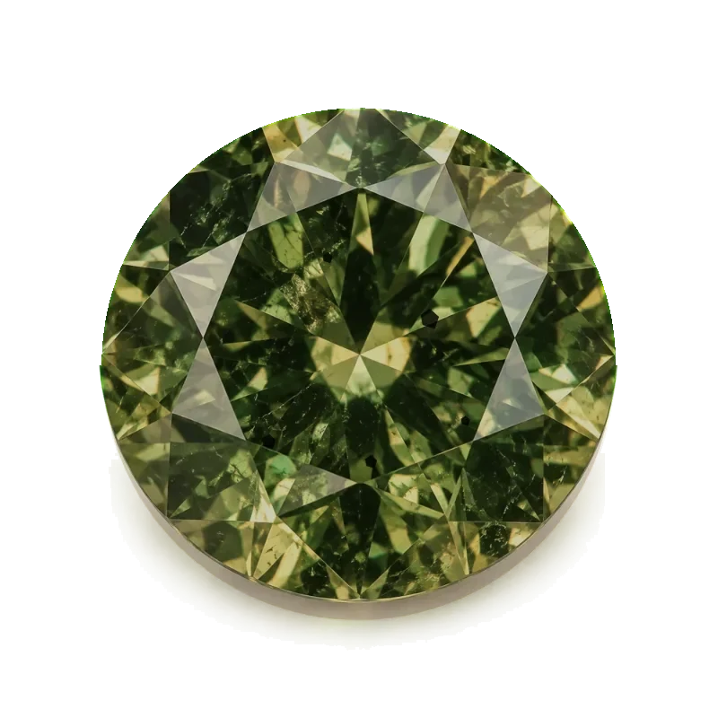 Round demantoid, Olive Green, eye clean