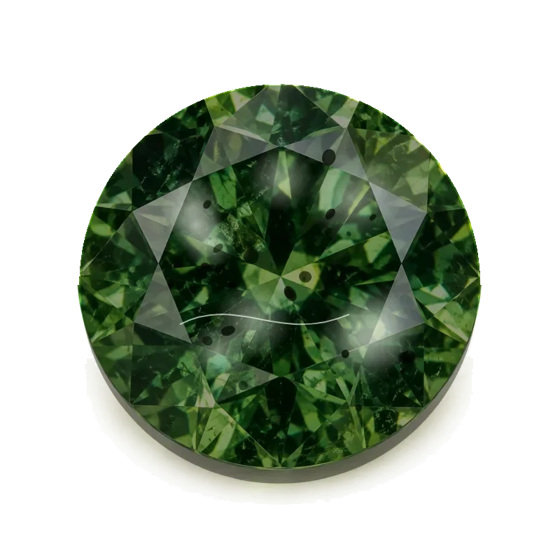 Round demantoid, Moss Green, heavy inclusions