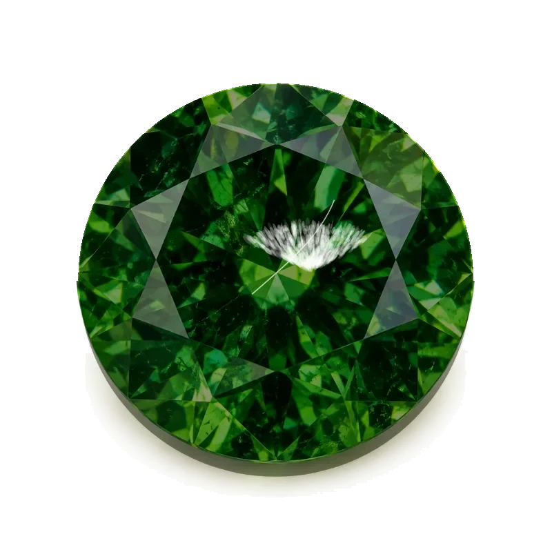 Round demantoid, Forest Green / Deep Green, very heavy inclusions